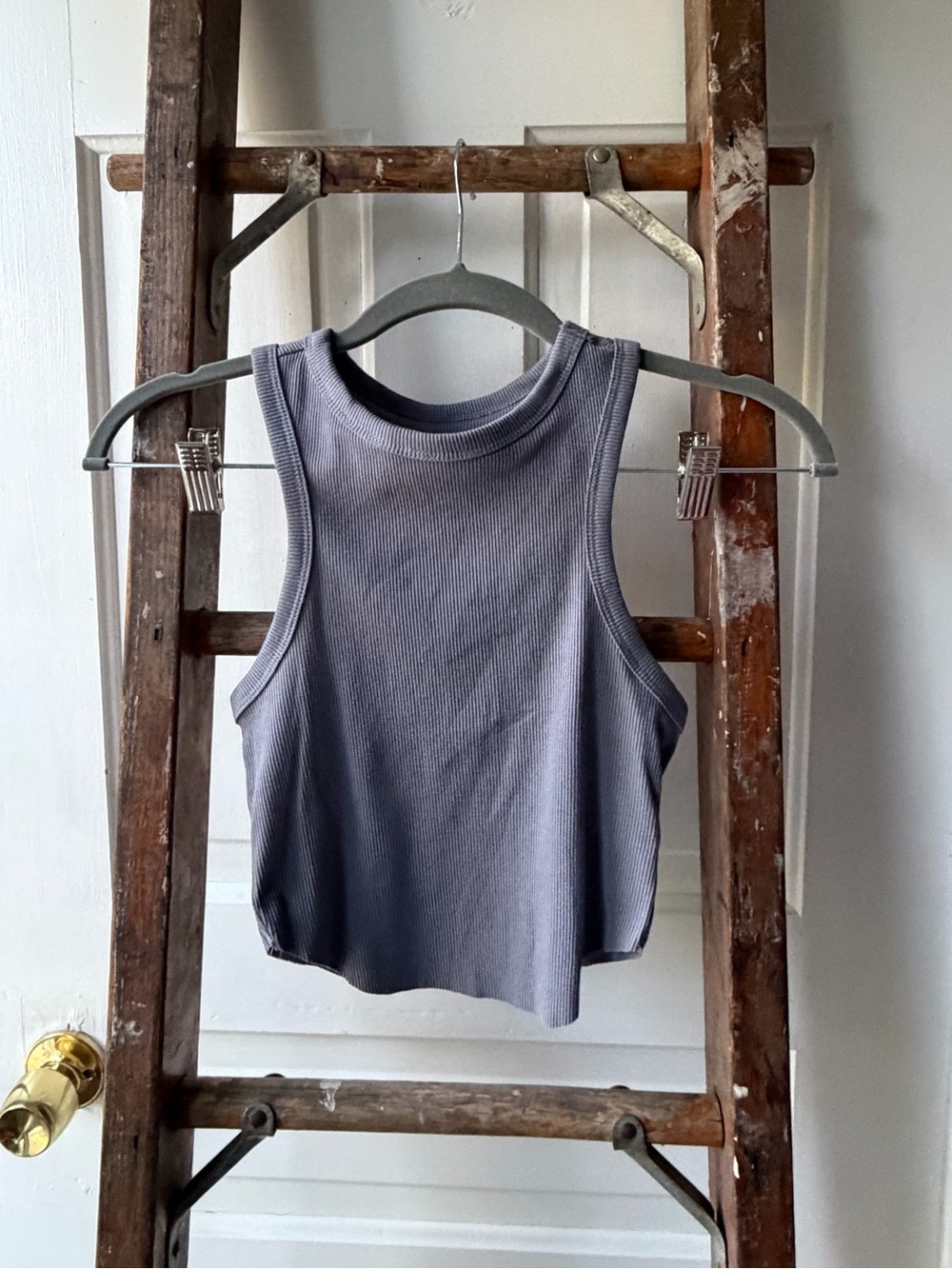 NWT Ribbed Crop Tank Top - Grey